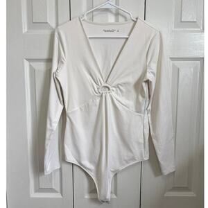 Abercrombie & Fitch cream keyhole long sleeve Soft A&F Collection bodysuit large